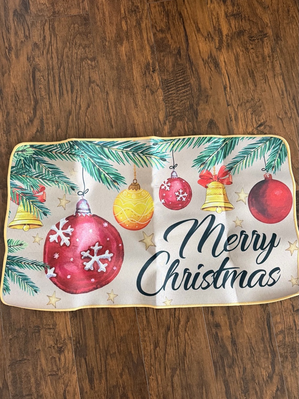Merry Christmas Festive Holiday Mat - Red & Green